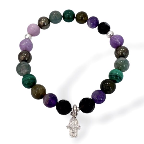 PULSERA MANO HAMSA 7 PIEDRAS